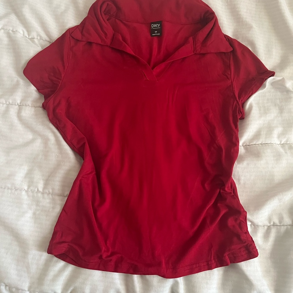 Daisy Women's Vibrant Red Button Down Shirt